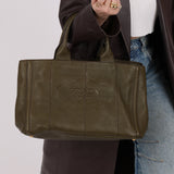 Prada Olive Leather Embossed Medium Canapa Tote
