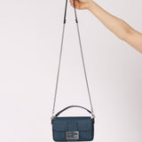 Fendi Blue Cuoio Romano Baguette Bag