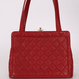 Chanel 1996 Bordeaux Caviar Turnlock Kisslock Tote