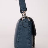 Fendi Blue Cuoio Romano Baguette Bag