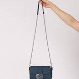 Fendi Blue Cuoio Romano Baguette Bag