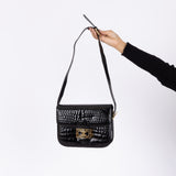 Celine Croc Embossed Triomphe Shoulder Bag