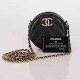 Chanel 2020 Lambskin Crystal Round Clutch on Chain