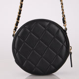Chanel 2020 Lambskin Crystal Round Clutch on Chain