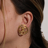 Chanel 1997 CC Turnlock Circle Clip-On Earrings