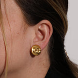 Chanel 1996 Matte Interlocking CC Round Clip-On Earrings