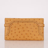 Limited Edition Hermes 2017 Tabac Camel Ostrich Ghillies Kelly Long Wallet PHW