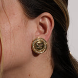 Celine Button Logo Round Clip-On Earrings