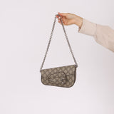 Gucci x Billie Eilish 1955 Coated Canvas Asymmetrical Horsebit Mini Shoulder Bag on Chain