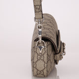 Gucci x Billie Eilish 1955 Coated Canvas Asymmetrical Horsebit Mini Shoulder Bag on Chain