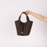 Limited Edition Hermès 2021 Ebene Swift and Wool Picotin 22 PHW