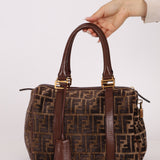 Fendi Zucca Velvet Boston Bag