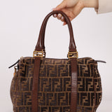 Fendi Zucca Velvet Boston Bag