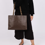 Chanel 1994 Calfskin Chunky Chain Brown Tote