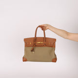 Limited Edition Hermès 1998 Vache Naturelle and Khaki Toile Birkin 35 GHW