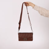 Fendi Chocolate Zucca Soft Trunk Baguette with Strap