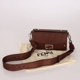 Fendi Chocolate Zucca Soft Trunk Baguette with Strap