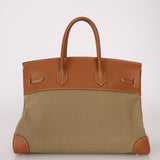 Limited Edition Hermès 1998 Vache Naturelle and Khaki Toile Birkin 35 GHW