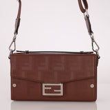 Fendi Chocolate Zucca Soft Trunk Baguette with Strap