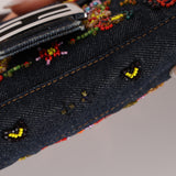 Fendi Denim Floral Beaded Baguette