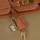 Limited Edition Hermès 1998 Vache Naturelle and Khaki Toile Birkin 35 GHW
