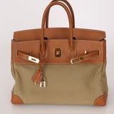Limited Edition Hermès 1998 Vache Naturelle and Khaki Toile Birkin 35 GHW