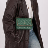 Chanel 2019 Lambskin Forest Green Chain Around Wallet on Chain
