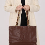 Chanel Chocolate Calfskin 24K GP Chunky Chain Tote
