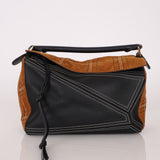 Rare Loewe Plaid Suede and Calfskin Medium Puzzle Bag