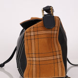 Rare Loewe Plaid Suede and Calfskin Medium Puzzle Bag