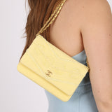 Chanel 2020 Butter Yellow Denim Coco Wallet On Chain