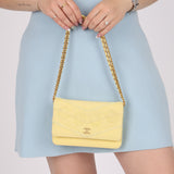 Chanel 2020 Butter Yellow Denim Coco Wallet On Chain