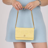 Chanel 2020 Butter Yellow Denim Coco Wallet On Chain