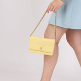 Chanel 2020 Butter Yellow Denim Coco Wallet On Chain