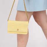 Chanel 2020 Butter Yellow Denim Coco Wallet On Chain
