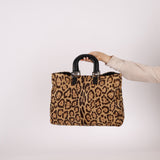 Vintage Fendi Jaguar Print Pony Hair Large Tote