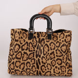 Vintage Fendi Jaguar Print Pony Hair Large Tote