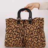 Vintage Fendi Jaguar Print Pony Hair Large Tote