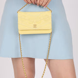 Chanel 2020 Butter Yellow Denim Coco Wallet On Chain