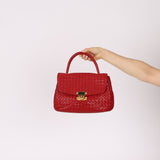 Bottega Veneta Red Intrecciato Turn-Lock Kelly Top Handle