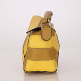 Loewe Calfskin Yellow & Ochre Striped Mini Puzzle