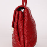 Bottega Veneta Red Intrecciato Turn-Lock Kelly Top Handle