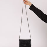 Chanel 2011 Black Lambskin Camellia Wallet on Chain