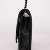Chanel 2011 Black Lambskin Camellia Wallet on Chain