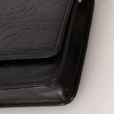 Chanel 2011 Black Lambskin Camellia Wallet on Chain