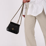 Chanel Patent Dumpling Clutch on Chain