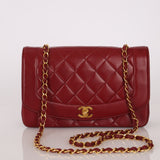 Rare Chanel 1996 Bordeaux Lambskin Medium Diana Flap Bag 24k GP