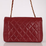 Rare Chanel 1996 Bordeaux Lambskin Medium Diana Flap Bag 24k GP