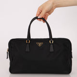 Prada Leather Trimmed Tessuto Boston Bag