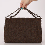 Chanel 2011 Chocolate Tweed Turnlock Square Flap